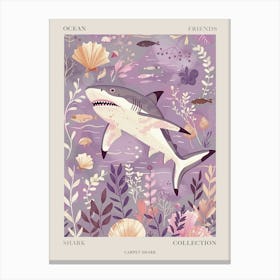 Purple Carpet Shark Illustration 3 Poster Canvas Print
