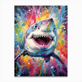  A Great White Shark Vibrant Paint Splash 1 Canvas Print