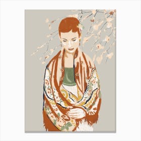 Woman With Scarf Canvas Print