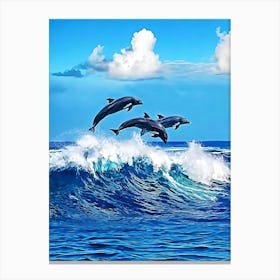 Dolphins In The Ocean Canvas Print