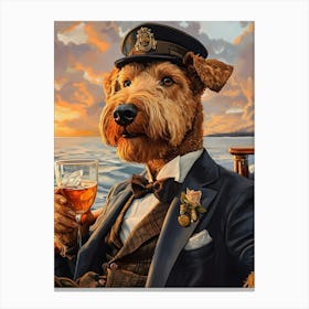 Classy Airedale At The Bar 22 Canvas Print