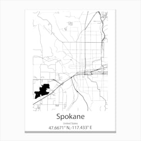 Spokane Valley,United States Minimalist Map Lienzo