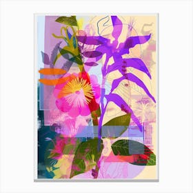 Lavender 4 Neon Flower Collage Canvas Print