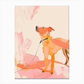 Dog On Leash Canvas Print