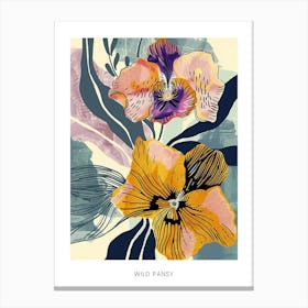 Colourful Flower Illustration Poster Wild Pansy 4 Canvas Print