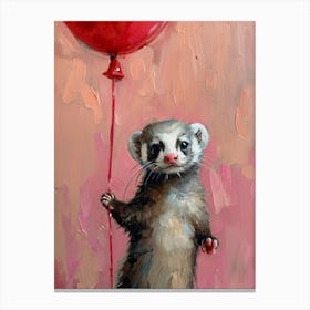 Cute Ferret 3 With Balloon Canvas Print