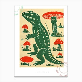 Lizard With Mushrooms Bold Block 4 Poster Canvas Print