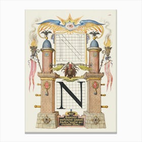 Guide For Constructing The Letter N From Mira Calligraphiae Monumenta, Joris Hoefnagel Canvas Print
