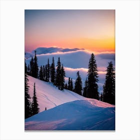 Valmorel, France Sunrise Skiing Poster Canvas Print