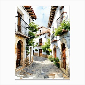 Watercolor Sketch Of A Street In Spain Canvas Print