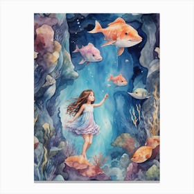 Absolute Reality V16 Dreamlike Underwater Adventure Watercolor 1 Canvas Print