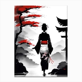 Traditional Japanese Art Style Geisha Girl 2 Canvas Print