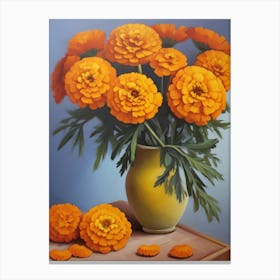 Orange Flowers In A Vase 3 Canvas Print