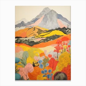 Mount Etna Italy 2 Colourful Mountain Illustration Canvas Print