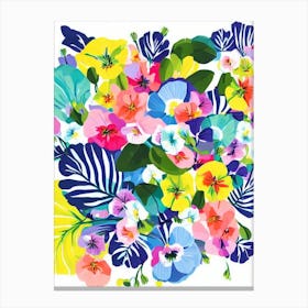 Sweet Pea Modern Colourful Flower Canvas Print