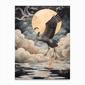 Crane 5 Gold Detail Painting Canvas Print