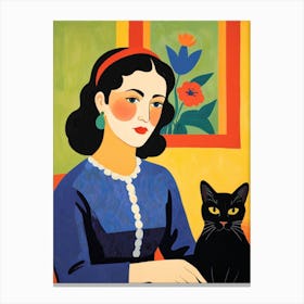 Woman With A Cat Canvas Print