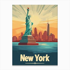 Aihrgdesign A Retro Travel Poster For New York Featuring The Canvas Print