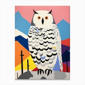 Colourful Kids Animal Art Snowy Owl 4 Canvas Print