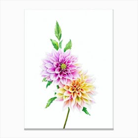 Dahlia Watercolour Flower Canvas Print
