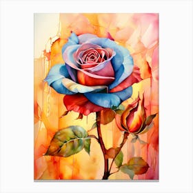 Blue Rose Painting Canvas Print