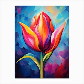 Tulip Flower II, Abstract Vibrant Colorful Painting in Van Gogh Style Canvas Print