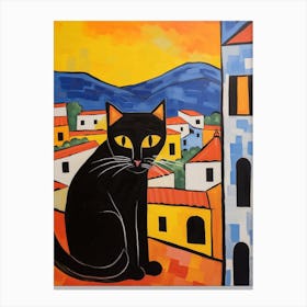 Painting Of A Cat In Assisi Italy Canvas Print