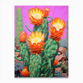 Mexican Style Cactus Illustration Cylindropuntia Kleiniae Cactus 3 Canvas Print