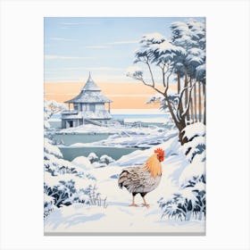 Winter Bird Painting Chicken 4 Canvas Print