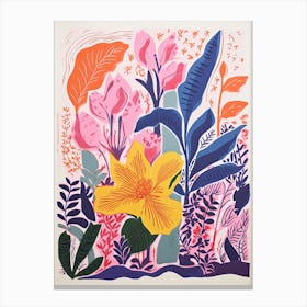 Colourful Botanical Risograph Style 10 Canvas Print