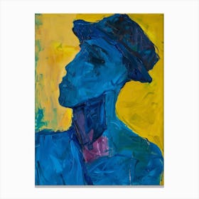 Blue Man With Hat Canvas Print