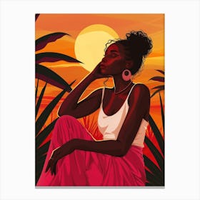 Black Woman At Sunset Canvas Print