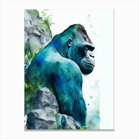 Gorilla On Top Of A Cliff Gorillas Mosaic Watercolour 2 Canvas Print