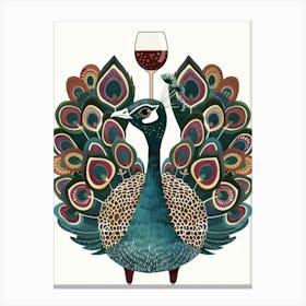 Peacock With Wine Glass 4 Canvas Print