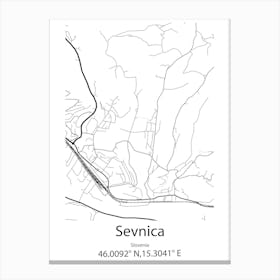 Sevnica,Slovenia Minimalist Map Canvas Print