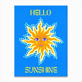 Hello Sunshine Boho Azure Blue Canvas Print