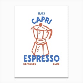 Espresso Club Capri Italy Coffee Canvas Print