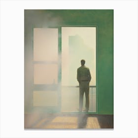 Man Looking Out Of A Window Canvas Print