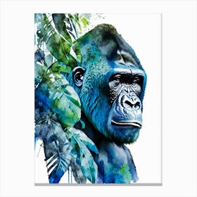 Gorilla In Jungle Gorillas Mosaic Watercolour 1 Canvas Print