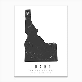 Idaho Mono Black And White Modern Minimal Street Map Canvas Print