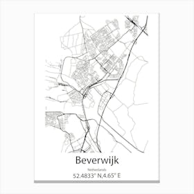 Beverwijk,Netherlands Minimalist Map Canvas Print