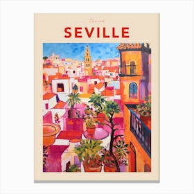Seville Spain Fauvist Travel Poster Canvas Print