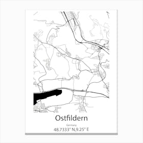 Ostfildern,Germany Minimalist Map Canvas Print