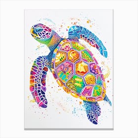 Rainbow Turtle Scribble Crayon Drawing 3 Canvas Print