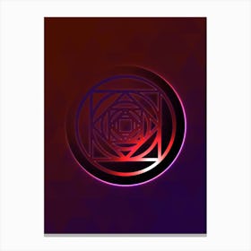 Geometric Neon Glyph on Jewel Tone Triangle Pattern 061 Canvas Print