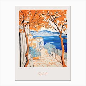 Split Croatia 2 Orange Drawing Poster Canvas Print