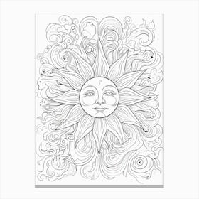 Line Art Inspired By  The Creation Of The Sun 3 Canvas Print