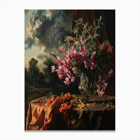 Baroque Floral Still Life Sweet Pea 3 Canvas Print