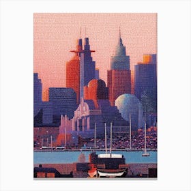 Baltimore, City Us  Pointillism Canvas Print