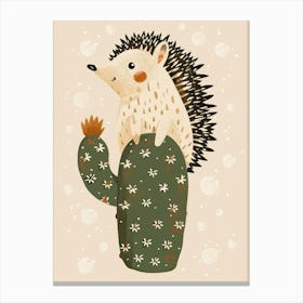 Hedgehog Cactus Minimalist Abstract Illustration 1 Canvas Print